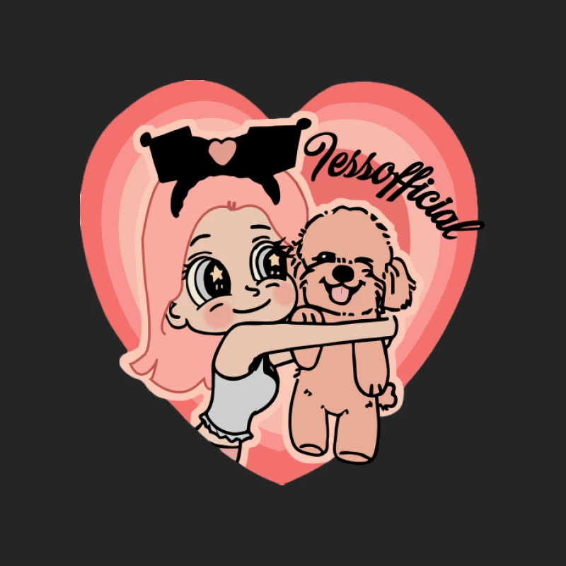 Fille Cartoon mignonne avec chien Homme Sweat-shirt à enfiler