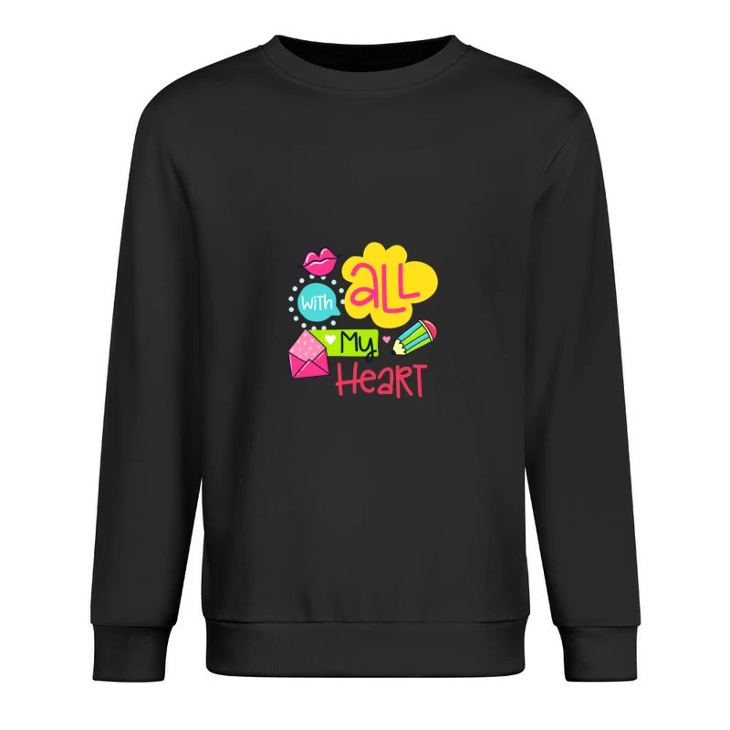 Design coloré avec cœur et crayon Homme Sweat-shirt à enfiler