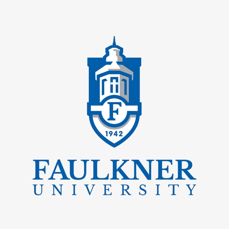 Faulkner University Logo - Educational Shield with Church Spire Design from 1942 Male Pullover Sweatshirt