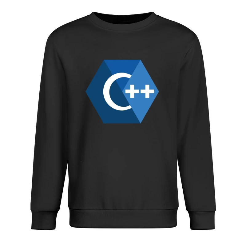 C++ Programming Language Logo in Blue Hexagon Design Male Pullover Sweatshirt