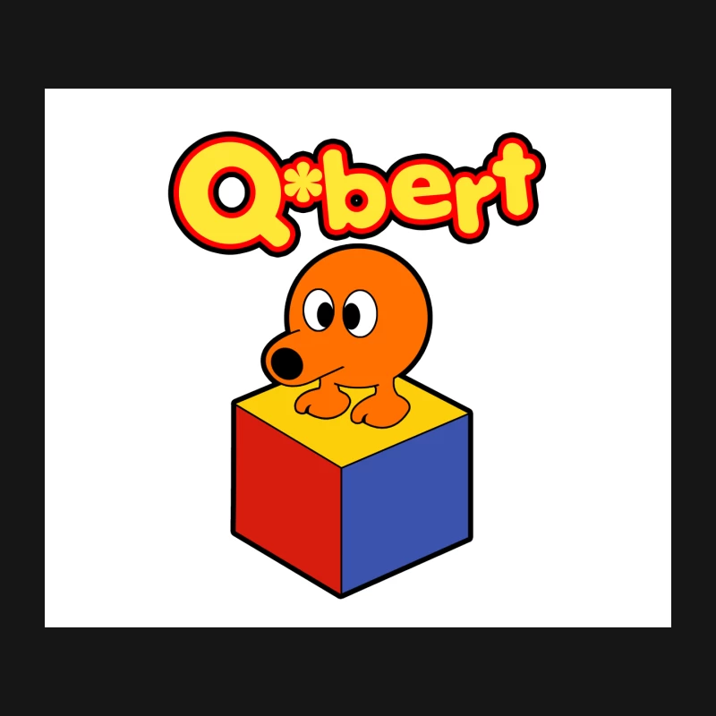 Q*bert: Iconic Retro Video Game Character on Colorful Cube Mouse Pad