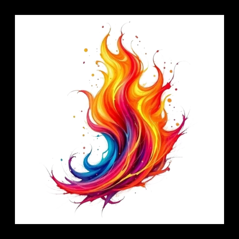 Vibrant Rainbow Flame Abstract Art Pin