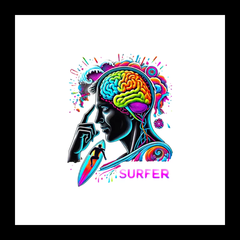 Psychedelic Surfer Brain Wave Art Pin