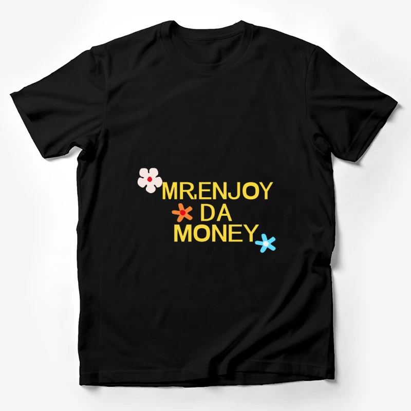 Buntes Design mit Blumen und Text Herren T-Shirt