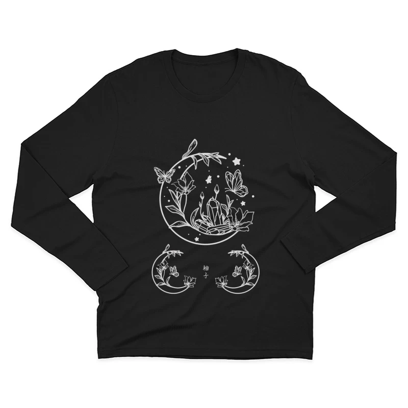 Blumen und Kristalle in der Nacht Herren Langarm T-Shirt