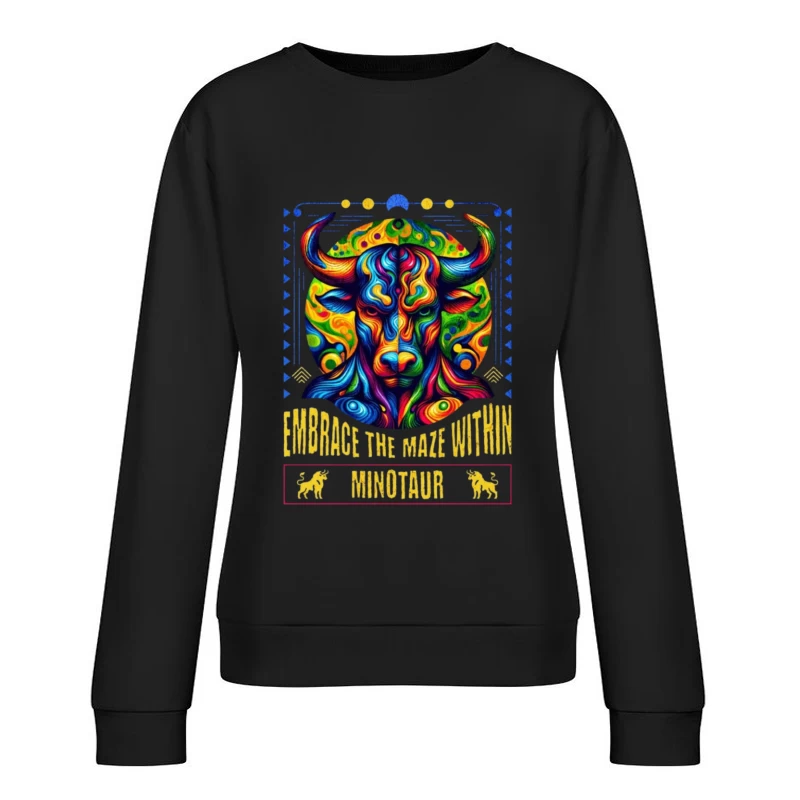 Psychedelic Minotaur: Embrace the Maze Within Female Pullover Sweatshirt