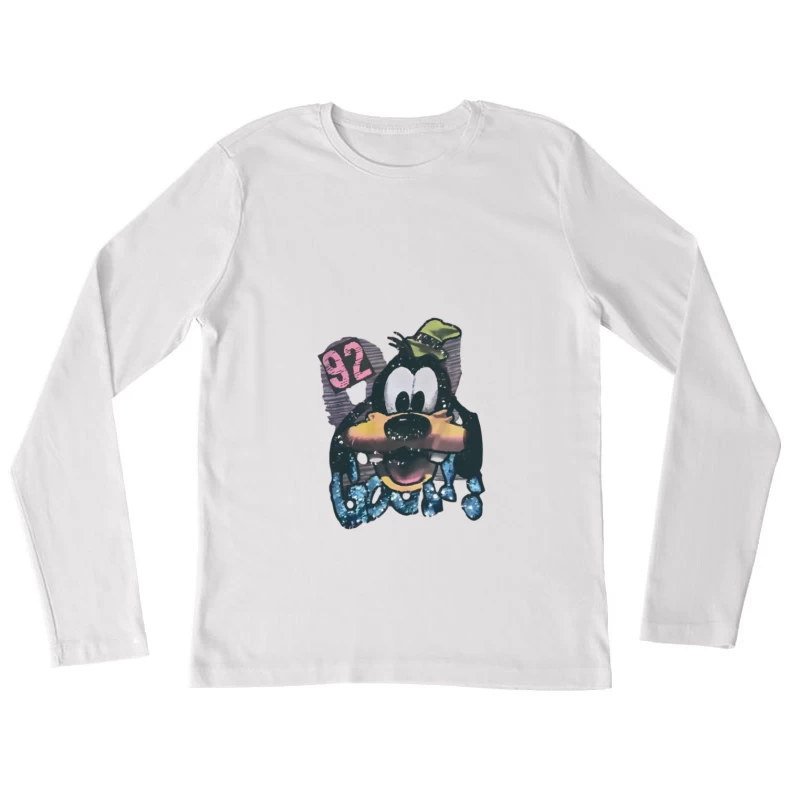 Design di cartoni animati divertente con Pippo Maglietta maniche lunghe Donna