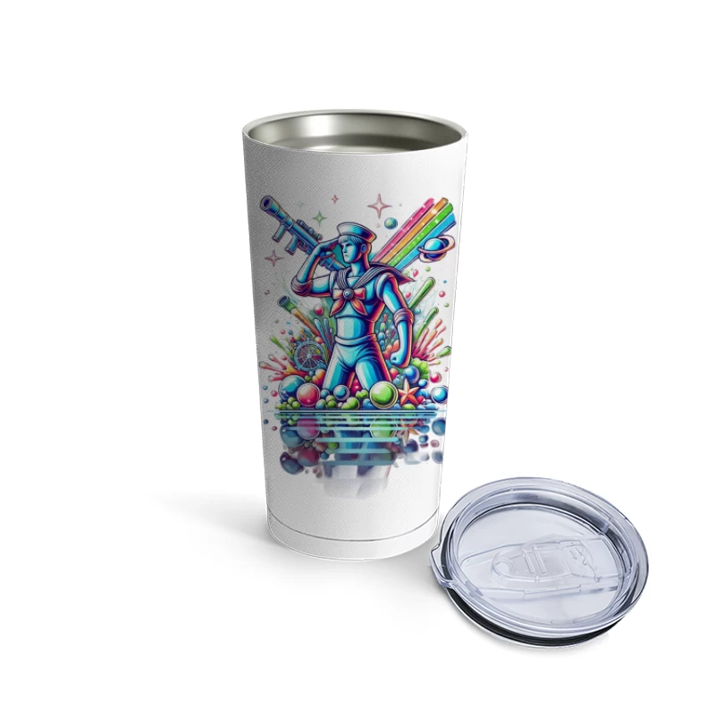 Retro Neon Sailor Fantasy Art Travel Mug