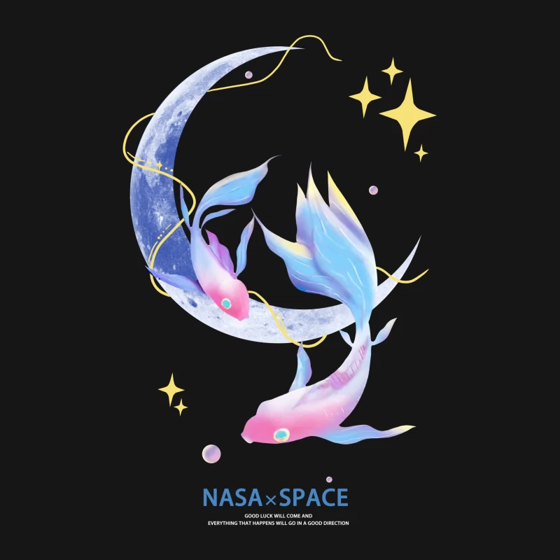 Traumhafte Fische um Mond und Sterne Herren Langarm T-Shirt