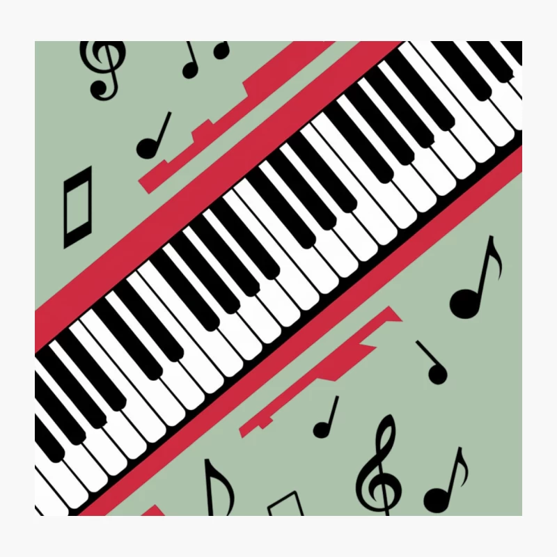 Musical Piano Keyboard with Notes Design Throw Pillow