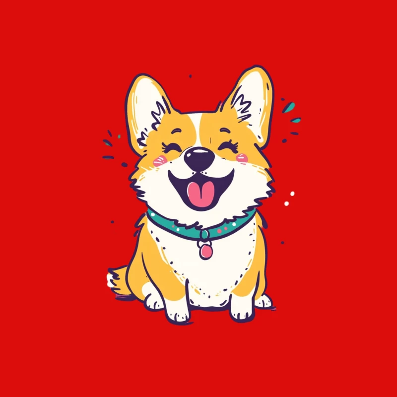 Happy Smiling Cartoon Corgi with Collar Male Tank Top