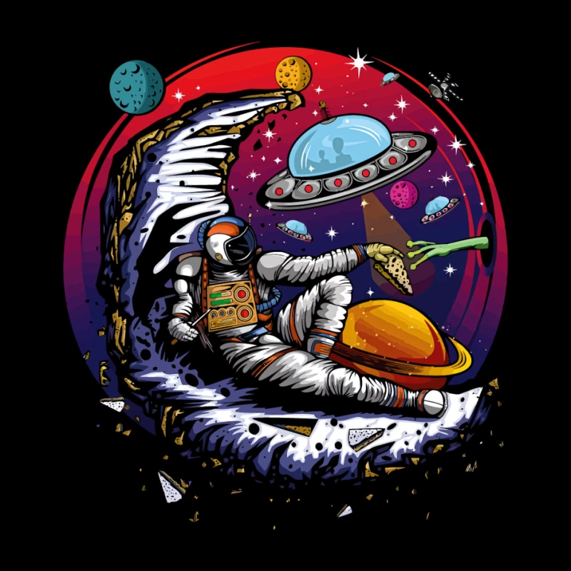 Pizza in the Cosmos: Delight for an Astronaut Pin