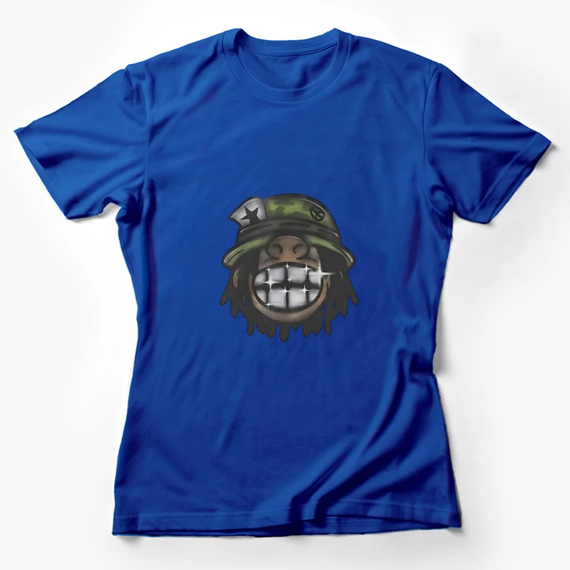 Visage souriant avec chapeau camouflage Femme T-Shirt