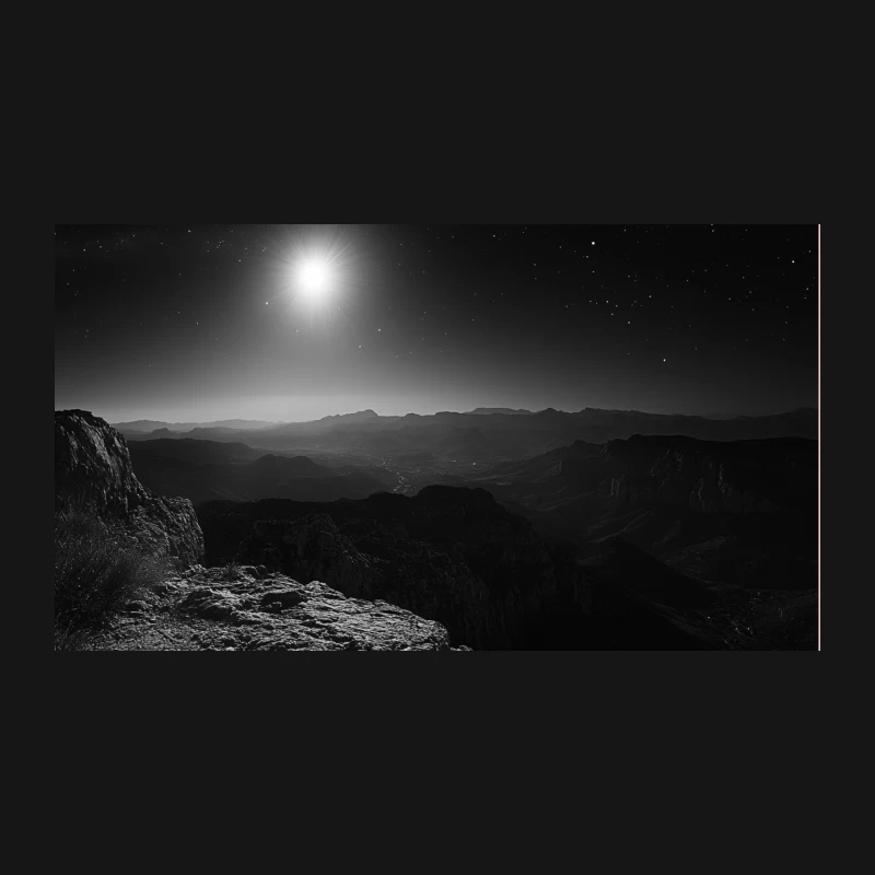 Moonlit Mountain Vista: A Starry Night's Scenic Overlook Desk Mat