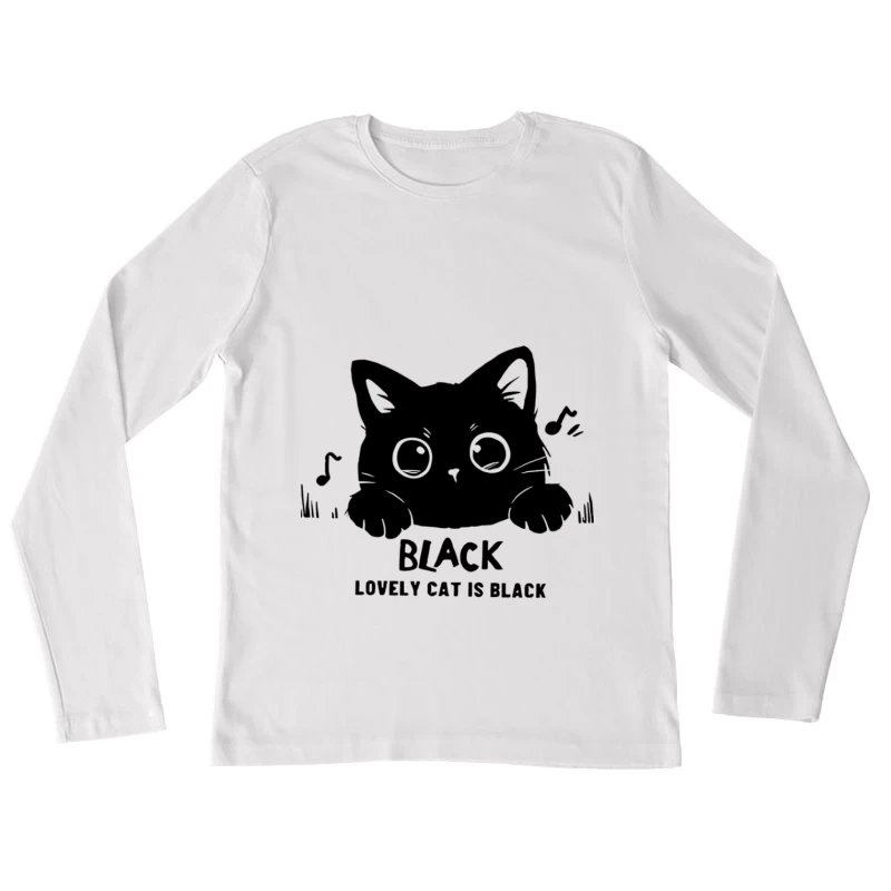 Niedliches schwarzes Kätzchen Damen Langarm T-Shirt