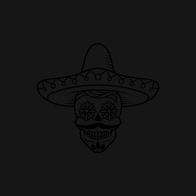 Crâne de sucre avec sombrero Homme Manches Longues T-Shirt