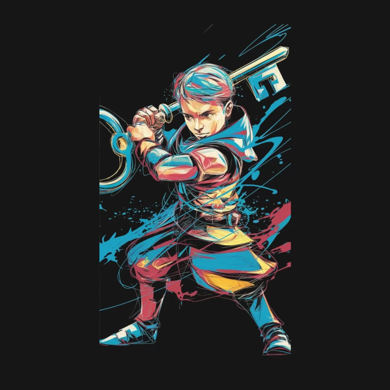 Vibrant Abstract Tennis Player Illustration Male Long Sleeve T-Shirt