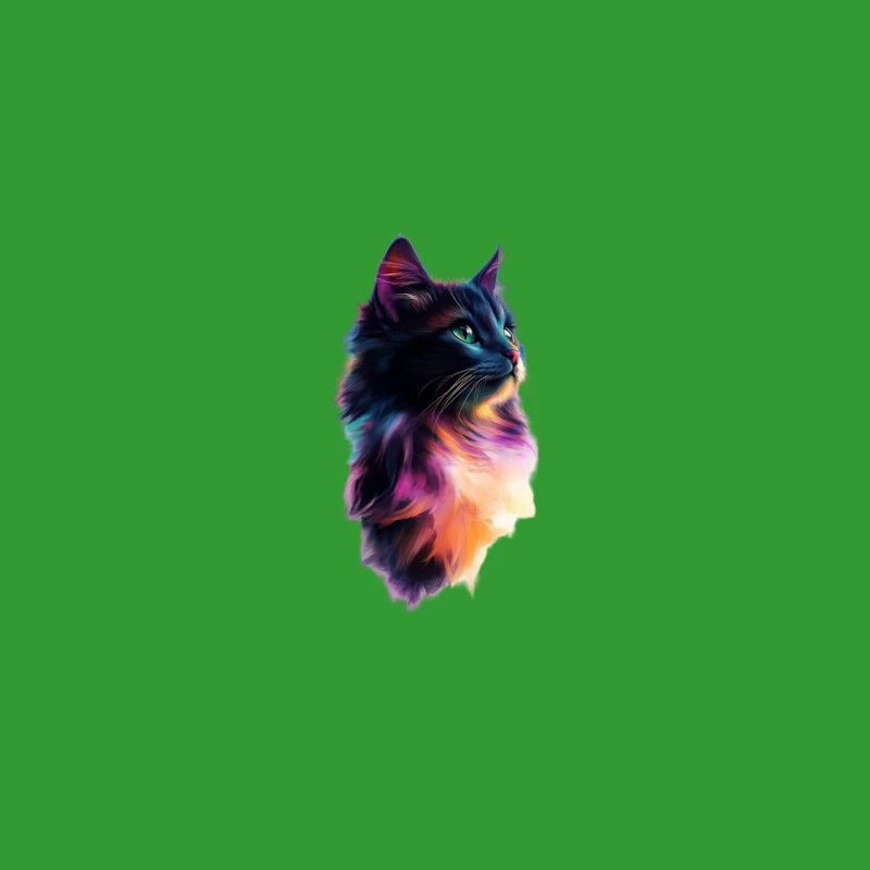 Colorful Cat Profile in Vibrant Digital Art Desk Mat