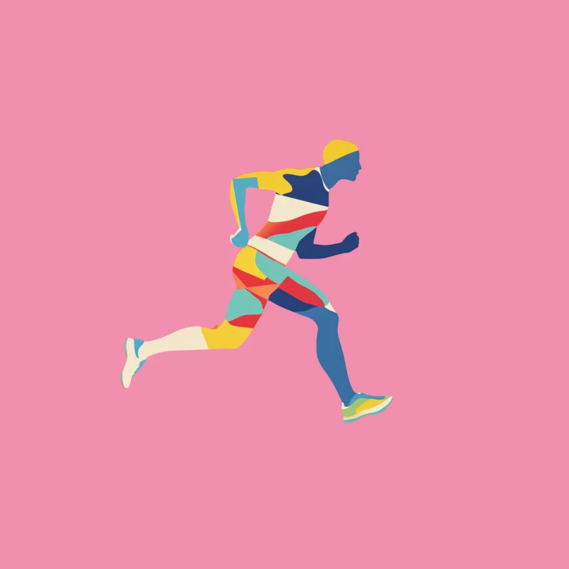 Colorful Geometric Runner in Motion Female T-Shirt