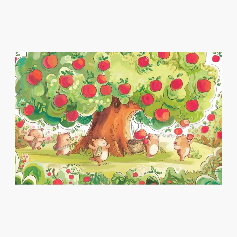 Whimsical Forest Harvest: Cute Animals Gathering Apples Travel Mug