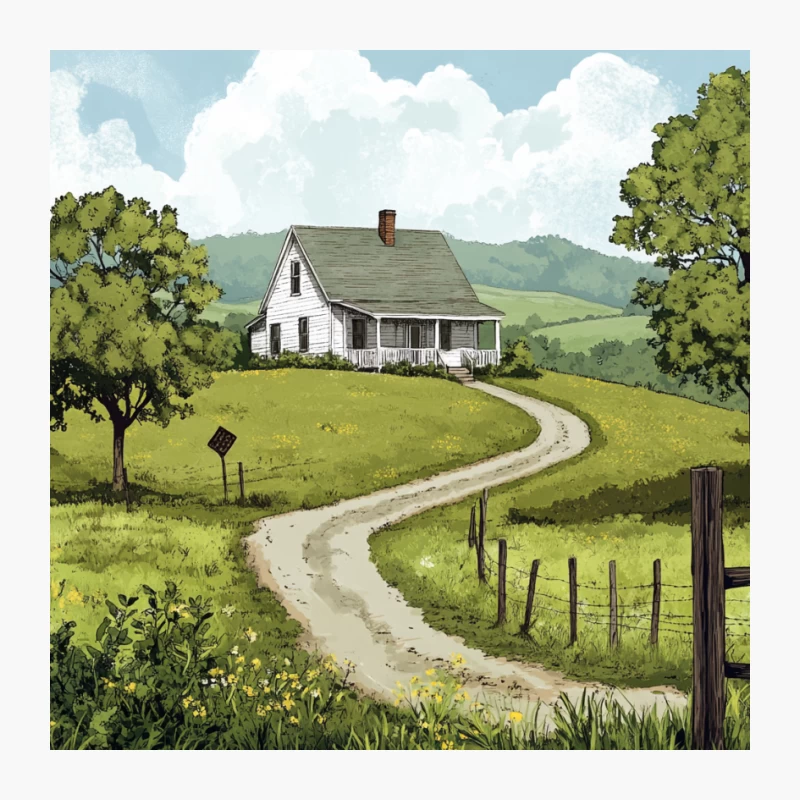 Serene Country Farmhouse on Winding Road Pin