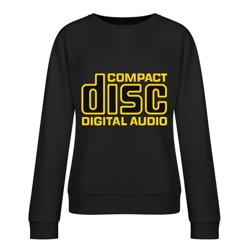 Vintage Compact Disc Digital Audio Yellow Logo Design Female Pullover Sweatshirt