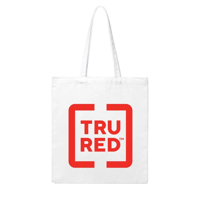 TruRed Minimalist Square Logo Design in Red and White Cotton Tote Bag