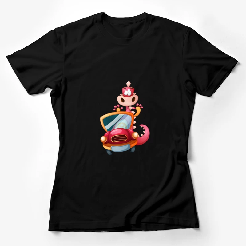 Dinosaure mignon dans une voiture Femme T-Shirt