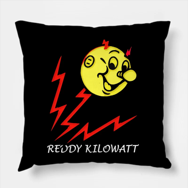 Reddy Kilowatt - Classic Electricity Company Mascot with Lightning Bolts Throw Pillow