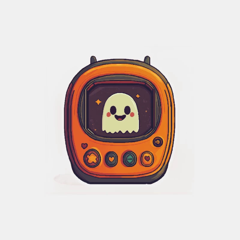 Cute Cartoon Ghost on Retro Orange TV Screen Male Tank Top