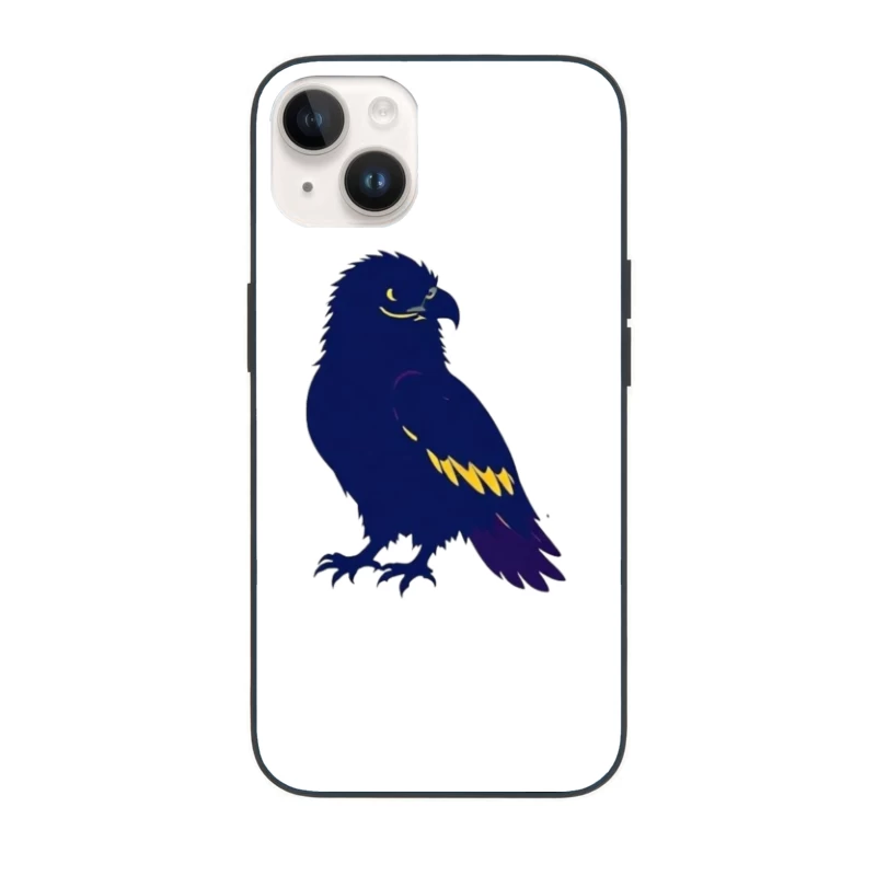 Stylized Navy Blue Raven Mascot Illustration iPhone Case