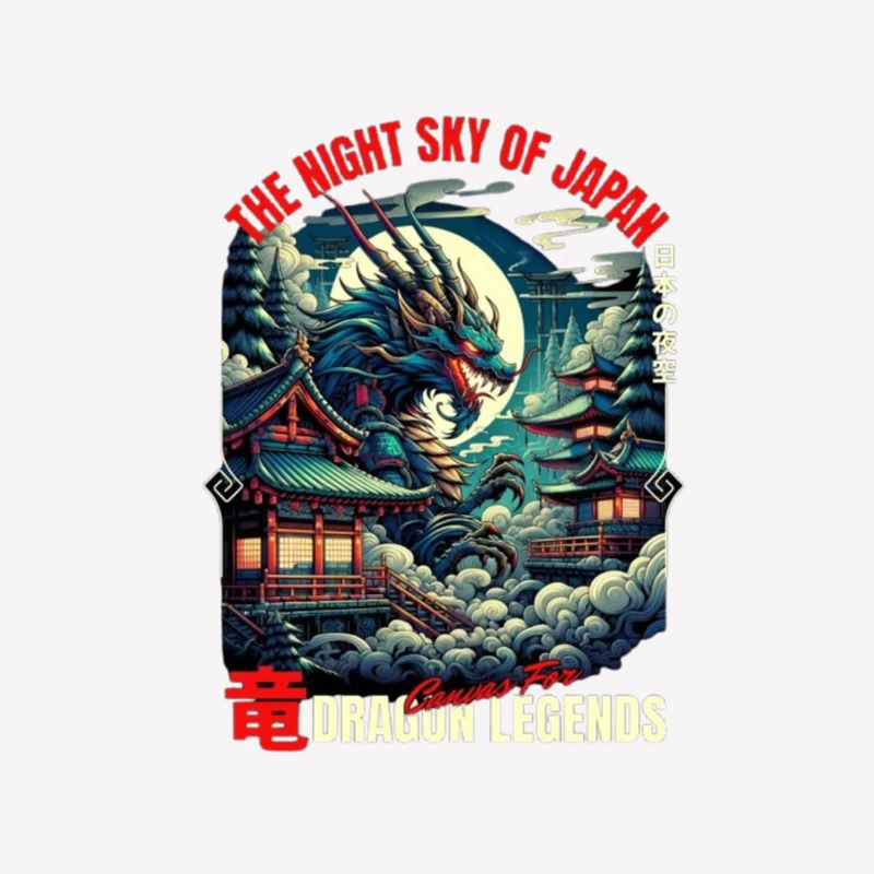 Mythical Dragon Under Japanese Night Moon Female T-Shirt