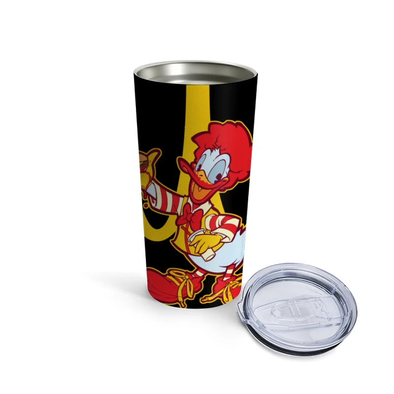 Cartoon Fast Food Character Holding a Burger Travel Mug