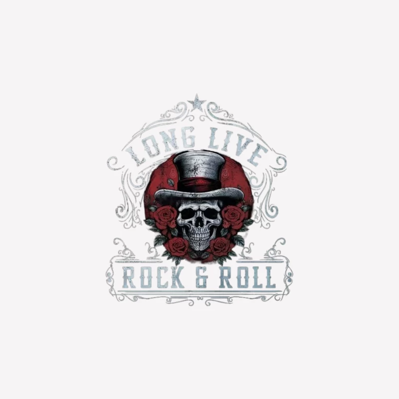 Long Live Rock and Roll Skull Design Male T-Shirt