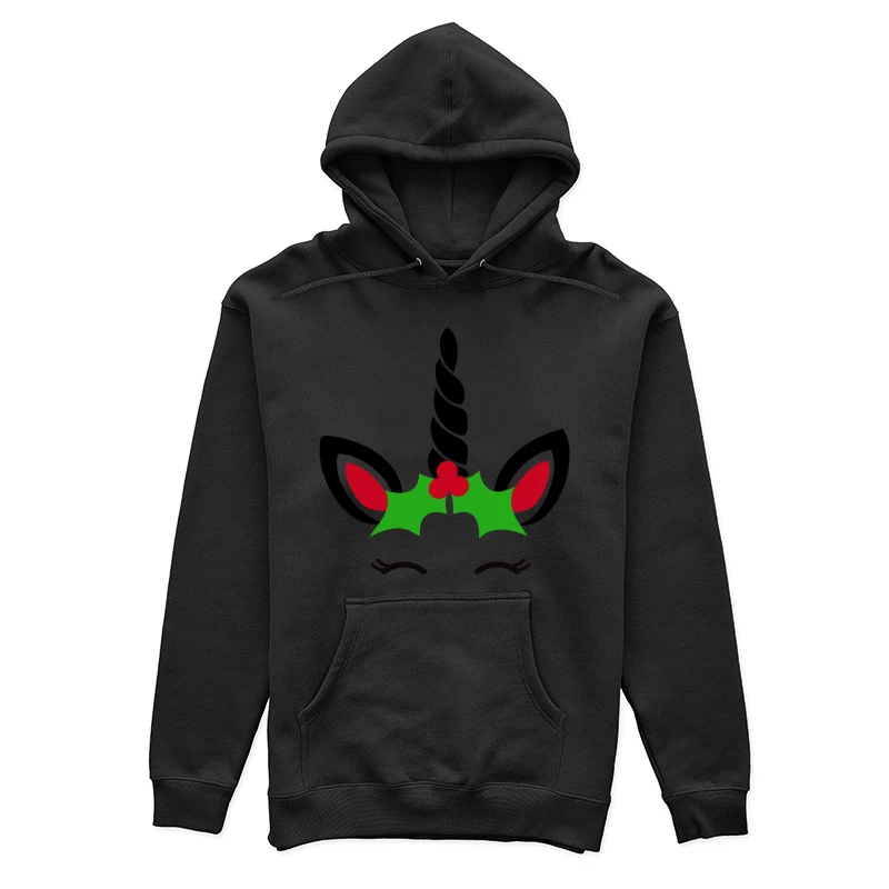 Corne de Licorne Festive avec Feuilles de Houx et Cils Femme Sweat à capuche