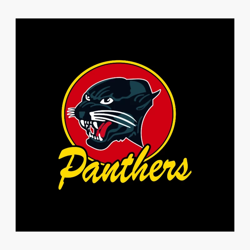 Fierce Panther Sports Team Logo with Yellow Text Throw Pillow