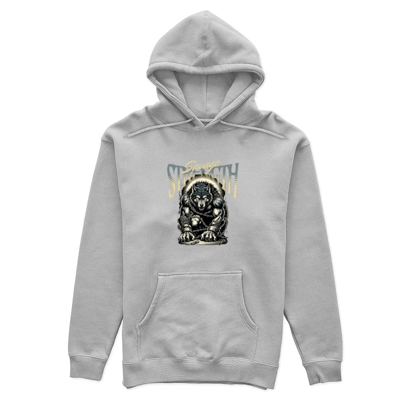 Savage Strength: Chained Werewolf Dark Art Female Pullover Hoodie