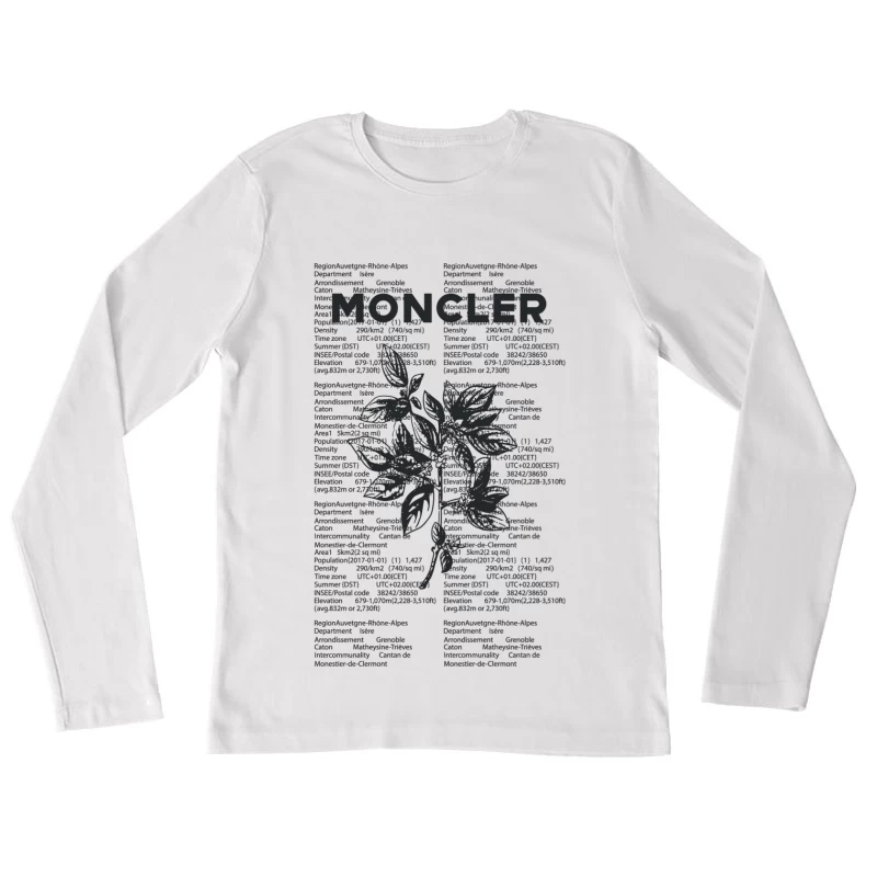 Moncler-Design mit botanischen und textuellen Elementen Damen Langarm T-Shirt