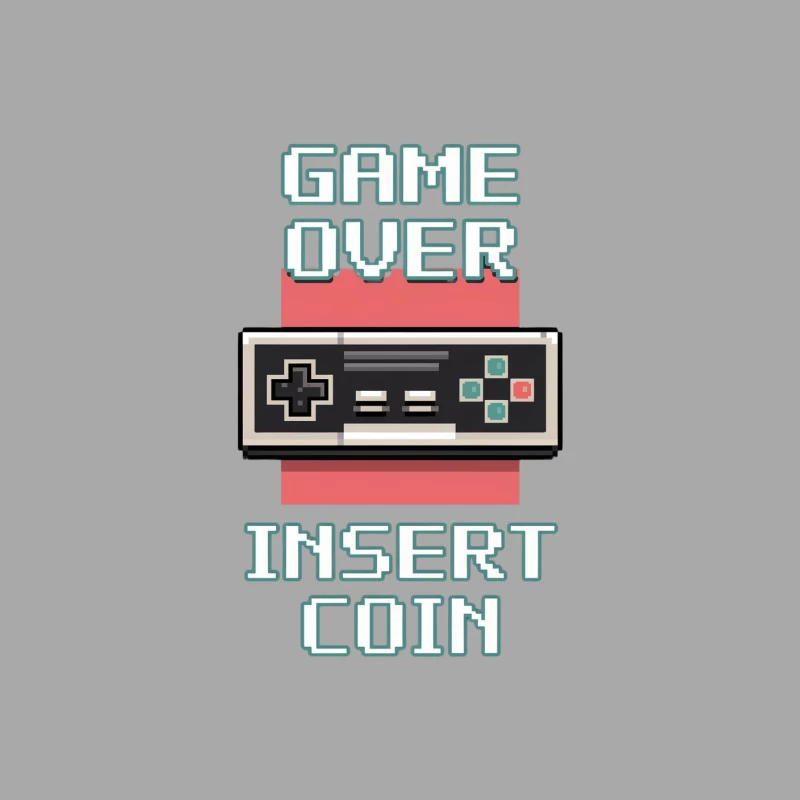 Retro Gaming Controller Game Over Insert Coin Pixel Art Female Pullover Hoodie