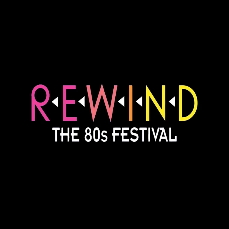 Rewind: The 80s Festival Colorful Typography Design Desk Mat