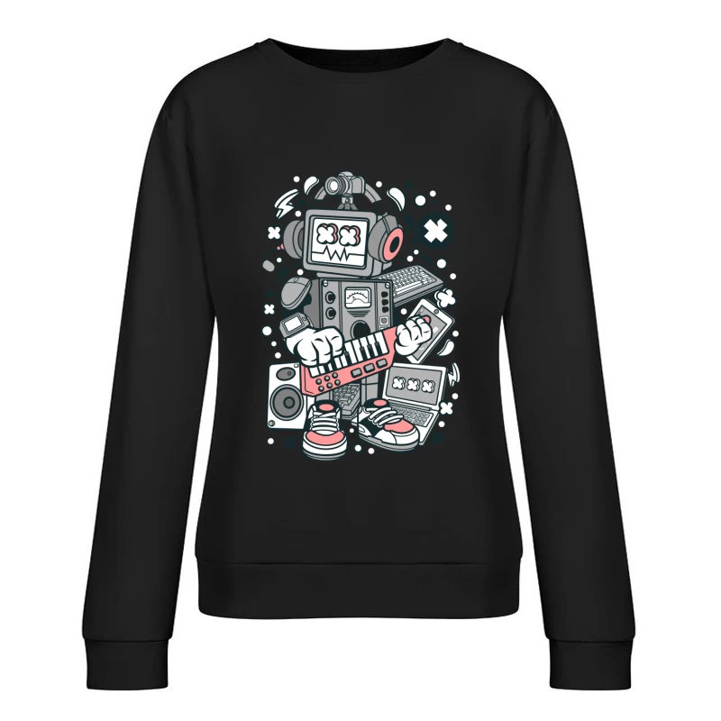 Robot musical avec gadgets de technologie Femme Sweat-shirt à enfiler