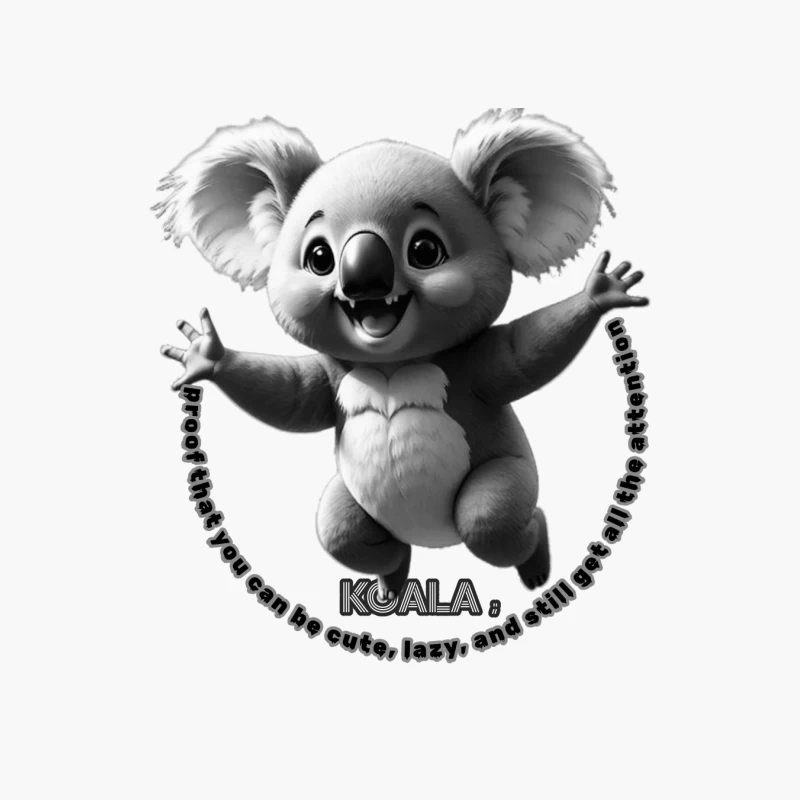 Cute Animated Koala Showing Joy and Attention Cotton Tote Bag