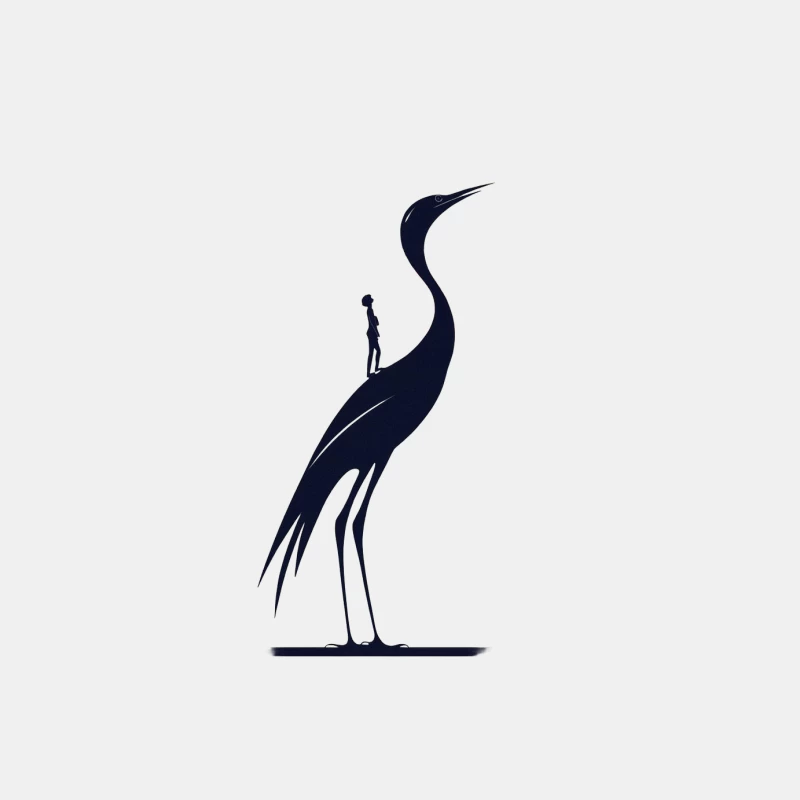 Minimalist Silhouette of Human and Crane Male Tank Top