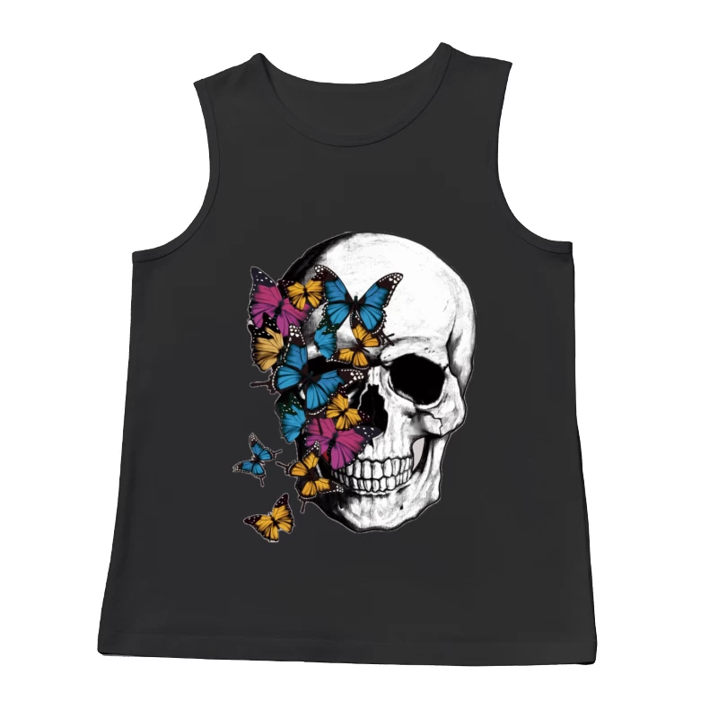 Schädel mit bunten Schmetterlingen Herren Tanktops