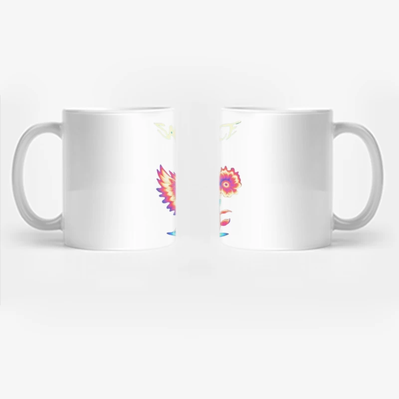 Neon Angel with Rainbow Wings - Sacrifice Art Coffee Mug