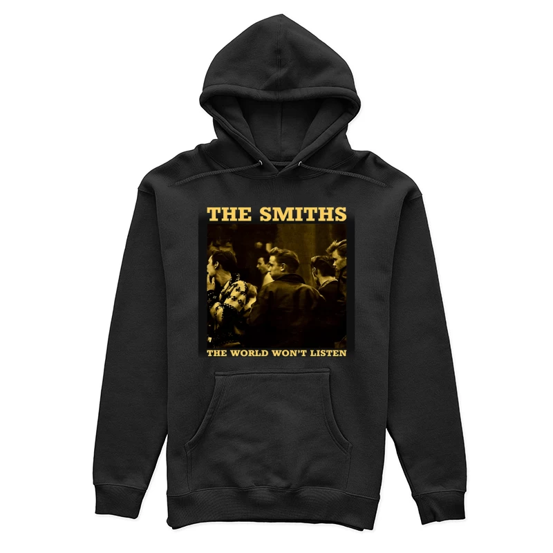 The Smiths' "The World Won't Listen" Vintage Album Cover in Sepia Female Pullover Hoodie