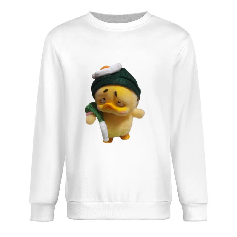 Traurige Ente mit Mütze und Lauch Herren Pullover Sweatshirt