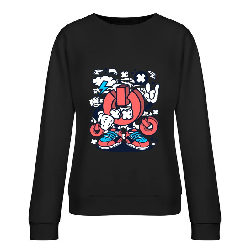 Dessin Énergique de Symbole Rock et Chaos Femme Sweat-shirt à enfiler