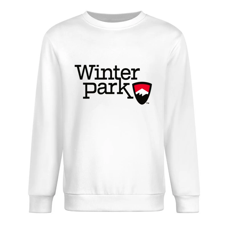 Winter Park Resort Logo with Mountain Shield Design Male Pullover Sweatshirt