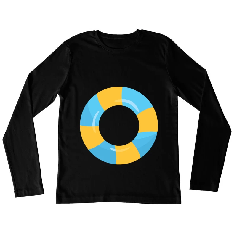 Illustration de bouée bleu et jaune Femme Manches Longues T-Shirt
